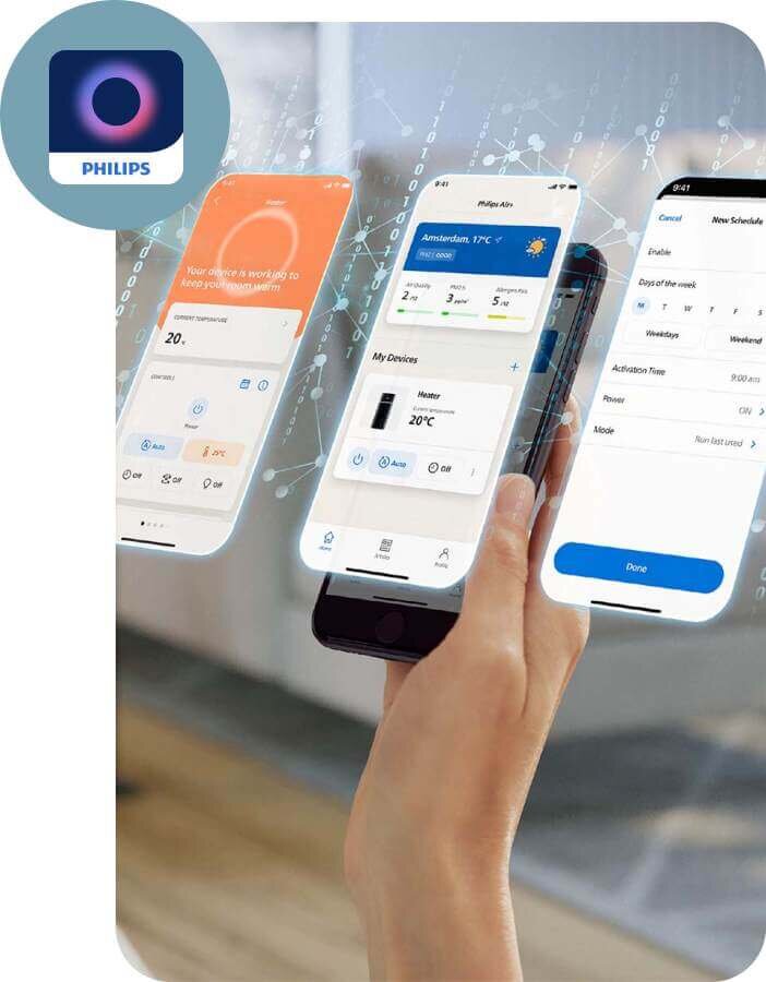 Aplikacja Philips Air+ zapewnia pełną kontrolę nad urządzeniem Aplikacja Philips Air+ zapewnia pełną kontrolę nad urządzeniem