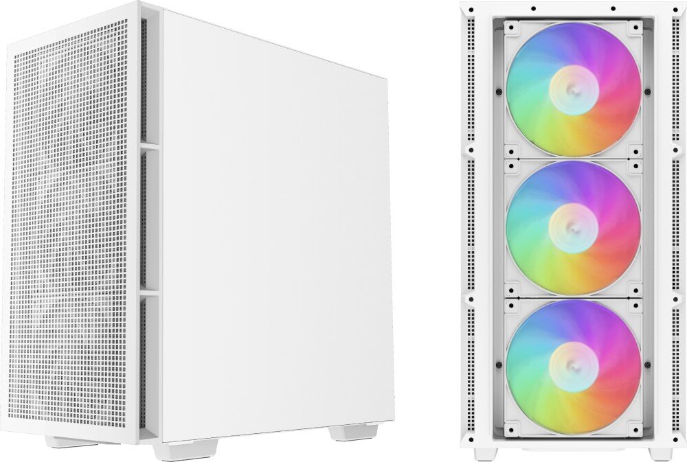Obudowa DEEPCOOL CH560 Digital Biały przód obudowy z widocznymi wentylatorami podświetlonymi tęczowym efektem ARGB