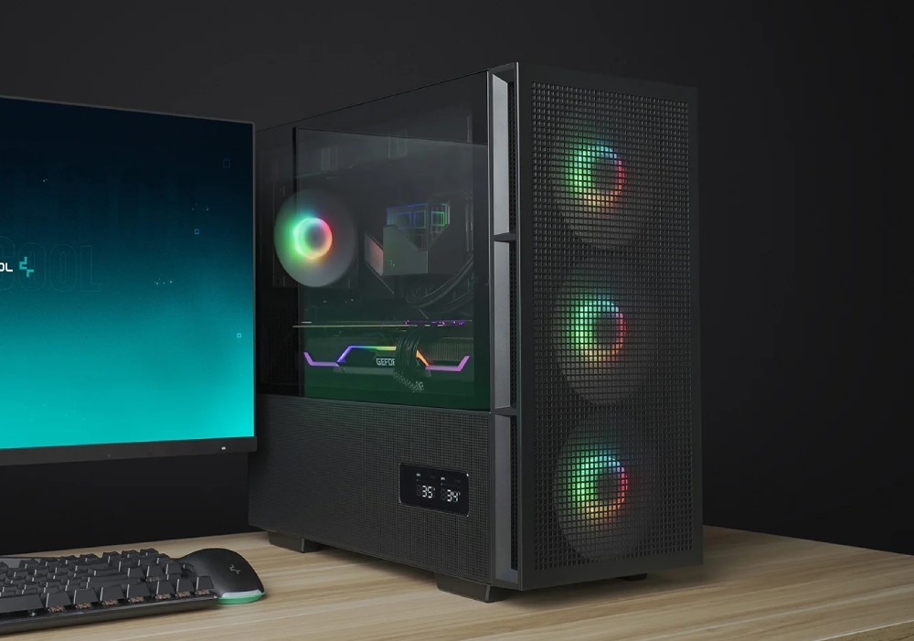 Obudowa DEEPCOOL CH560 Digital Czarny stanowisko komputerowe z obudową z podzespołami wewnątrz