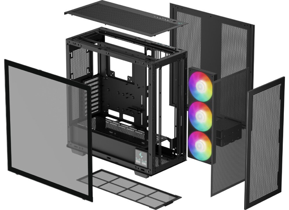 Obudowa DEEPCOOL Morpheus Czarny obudowa rozebrana na części z widocznymi elementami materiały wykonanie wygląd