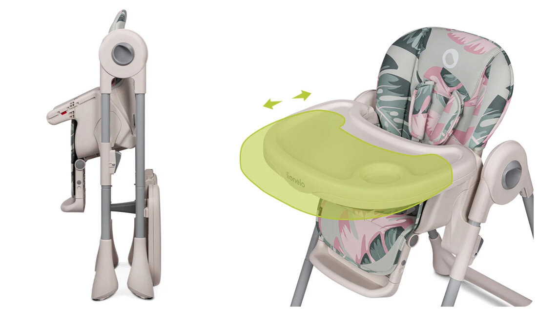 Krzesełko do karmienia LIONELO Zanna Pink Bubblegum Mobilna konstrukcja przechowywanie transport