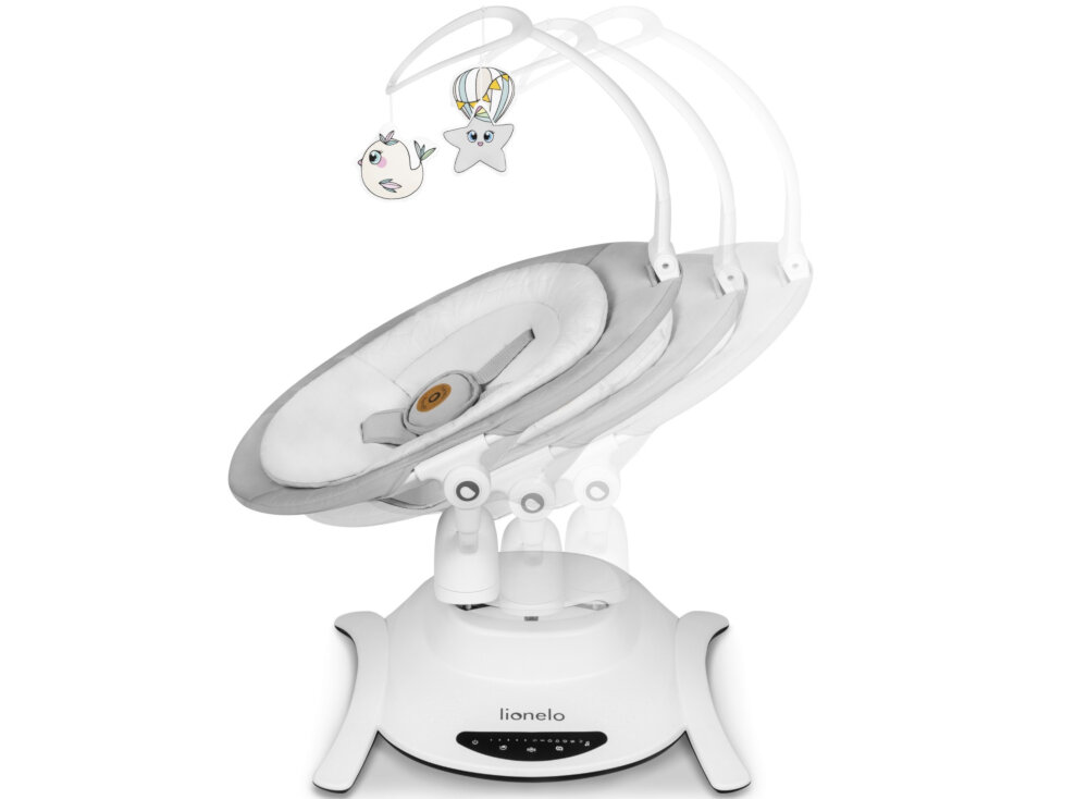 Bujaczek LIONELO Bella Szaro-biały Tryb nocny 12 spokojnych melodii regulacja glosnosci zasilanie sieciowe