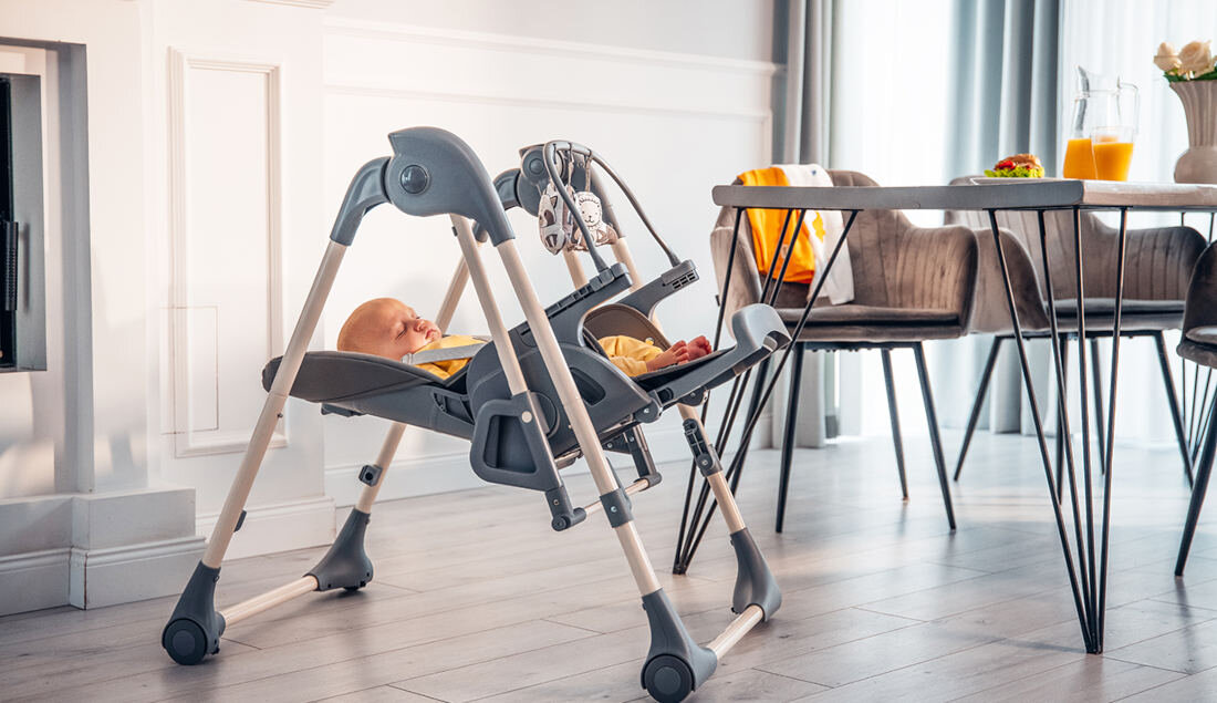 Krzesełko do karmienia LIONELO Laurice Green Olive Wygoda beztroska 3 predkosci tryb comfort mode timer