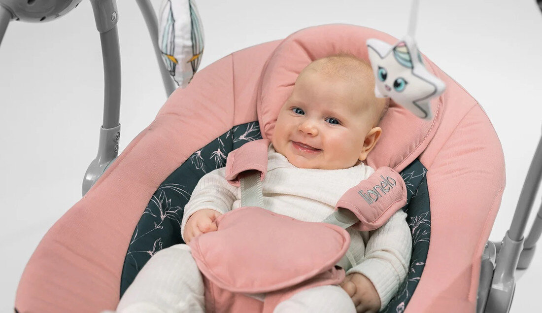 Bujaczek LIONELO Ruben Różowy Bezpieczna przygoda 5-punktowe pasy bezpieczeństw