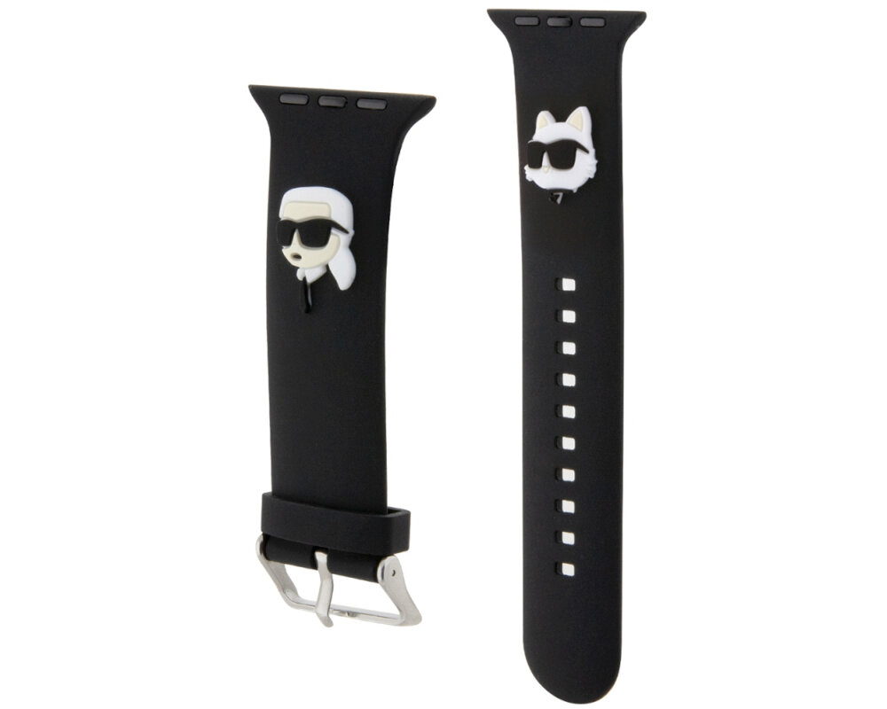 Pasek KARL LAGERFELD Karl & Choupette Heads do Apple Watch (42/44/45 mm) Czarny wykonanie styl elegancja