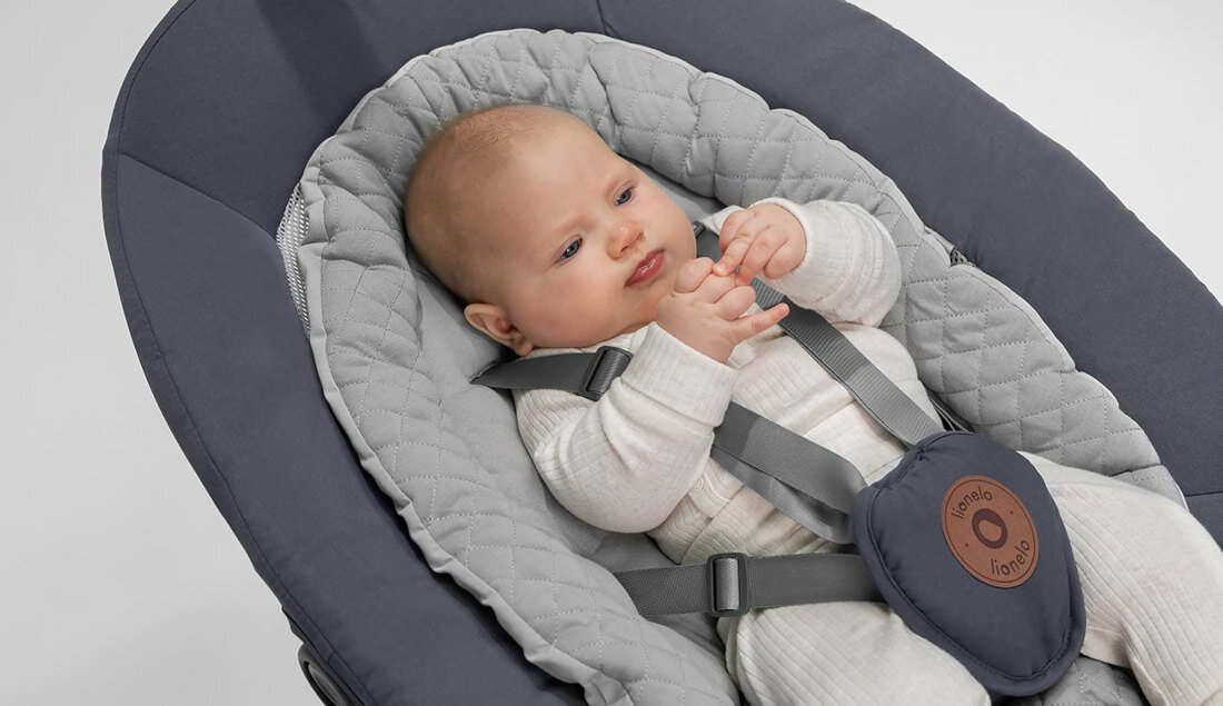 Bujaczek LIONELO Rina Szary Dwustopniowa regulacja 12 spokojnych melodii palak dwie zabawki