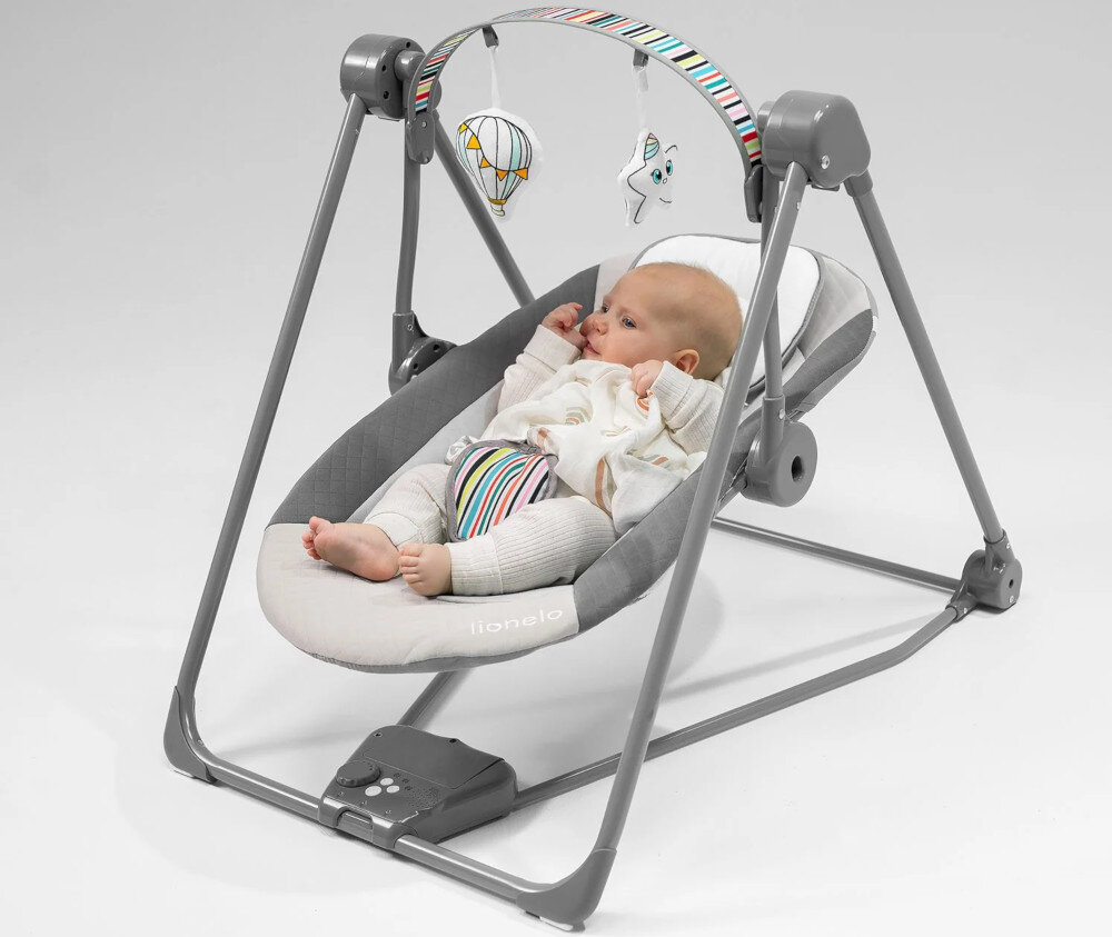 Bujaczek LIONELO Otto Cozy Szary do 9 kg 5 prędkości bujania funkcja timera czas