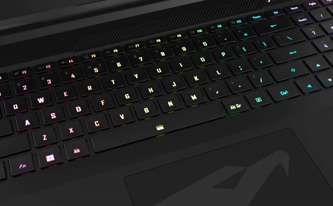 Laptop GIGABYTE AORUS 17X - Gamingowy laptop GIGABYTE AORUS 17X z efektowną klawiaturą RGB Fusion, łączący wydajność z estetyką dla graczy.