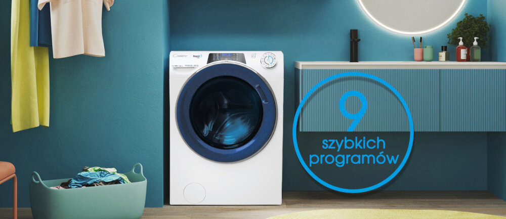 PRALKA CANDY RAPIDO RP 4476BWMUC8 programy szybkie higiena dezynfekcja krótkie programy 16 podstawowych