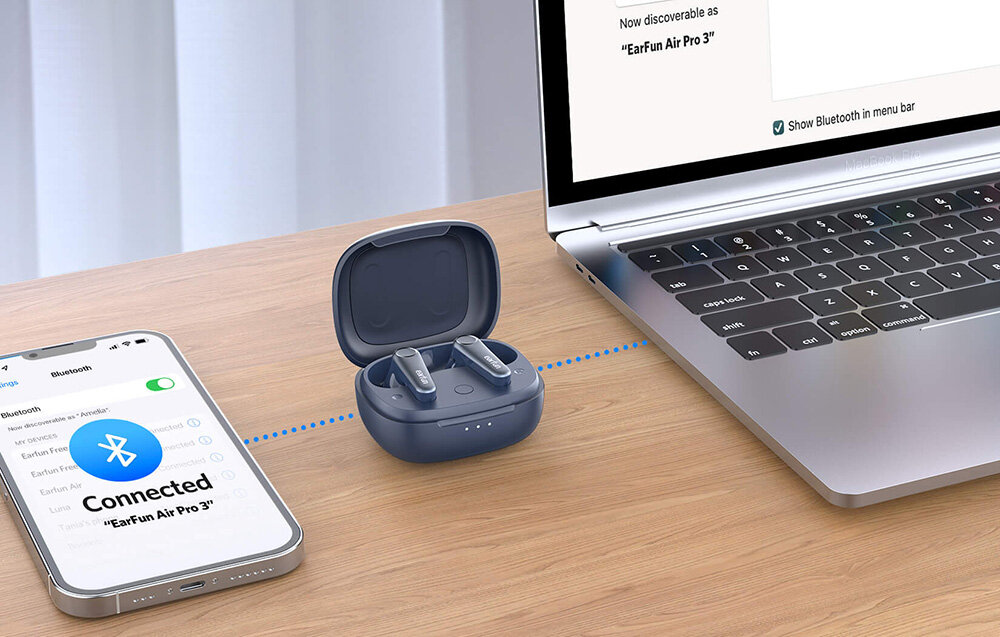 Słuchawki dokanałowe EARFUN Air Pro 3 ANC Wodoodporne bluetooth modul stabilnoscs szybka transmisja 2 urzadzenia