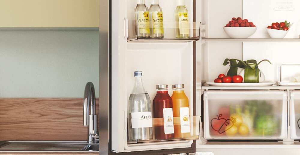 LODÓWKA CANDY CFQQ5T817EPS balkoniki na drzwiach napoje przechowywanie przestrzeń butelki