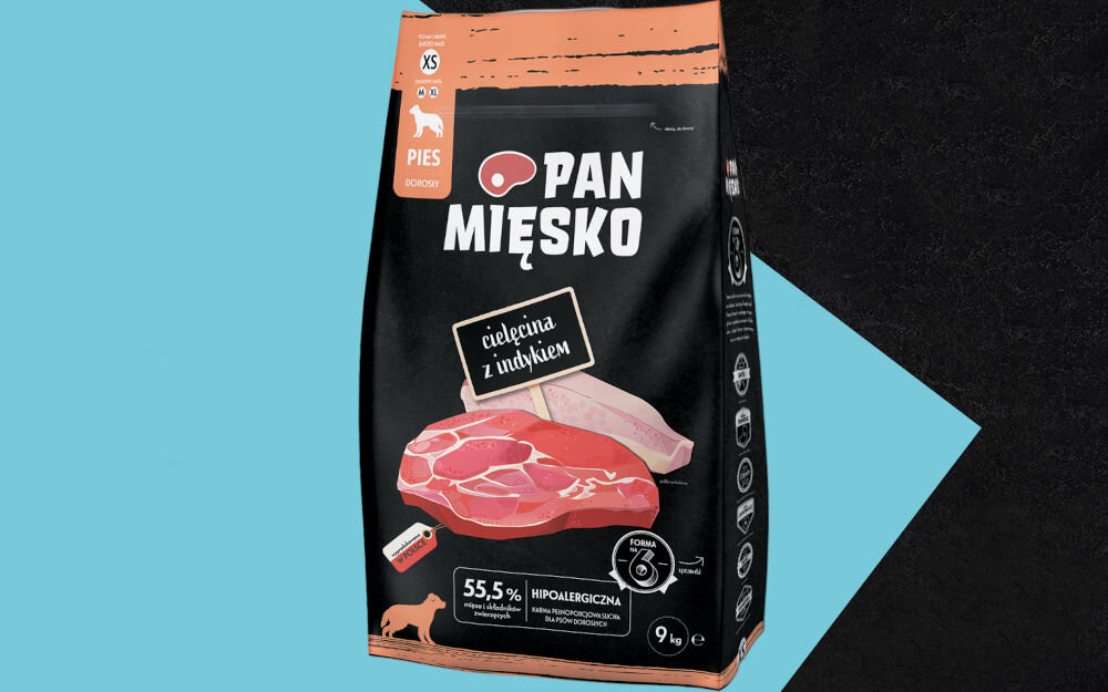 Karma dla psa PAN MIĘSKO Cielęcina z Indykiem XS 9 kg naturalne składniki