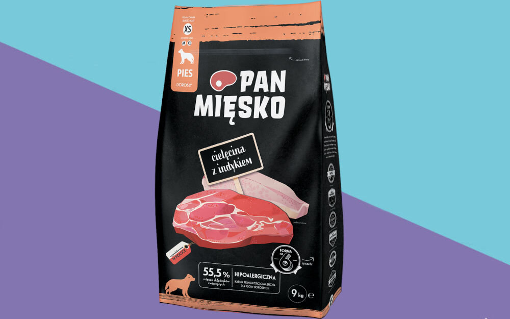 Karma dla psa PAN MIĘSKO Cielęcina z Indykiem XS 9 kg dawkowanie analiza sklad
