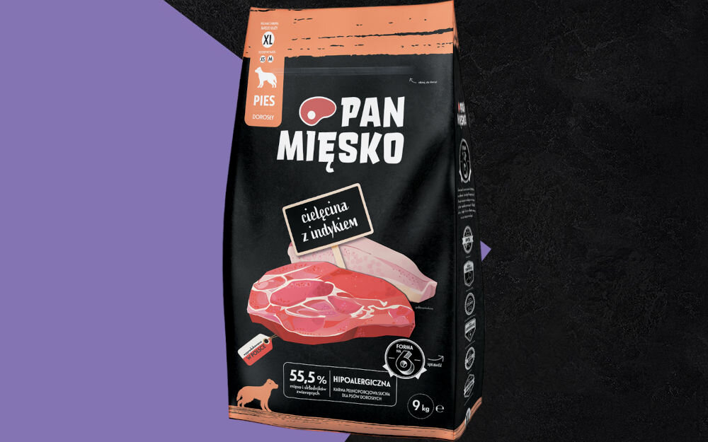 Karma dla psa PAN MIĘSKO Cielęcina z Indykiem XL 9 kg dawkowanie analiza sklad