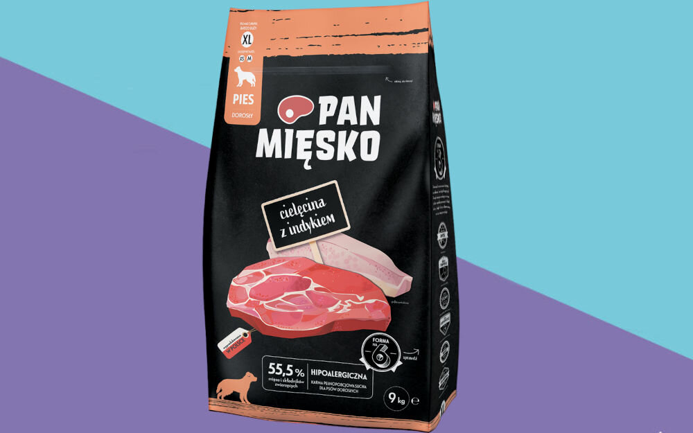 Karma dla psa PAN MIĘSKO Cielęcina z Indykiem XL 9 kg dawkowanie analiza sklad