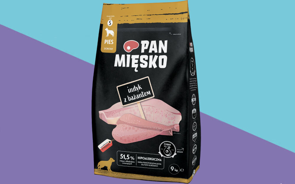 Karma dla psa PAN MIĘSKO Indyk z bażantem S 9 kg dawkowanie analiza sklad