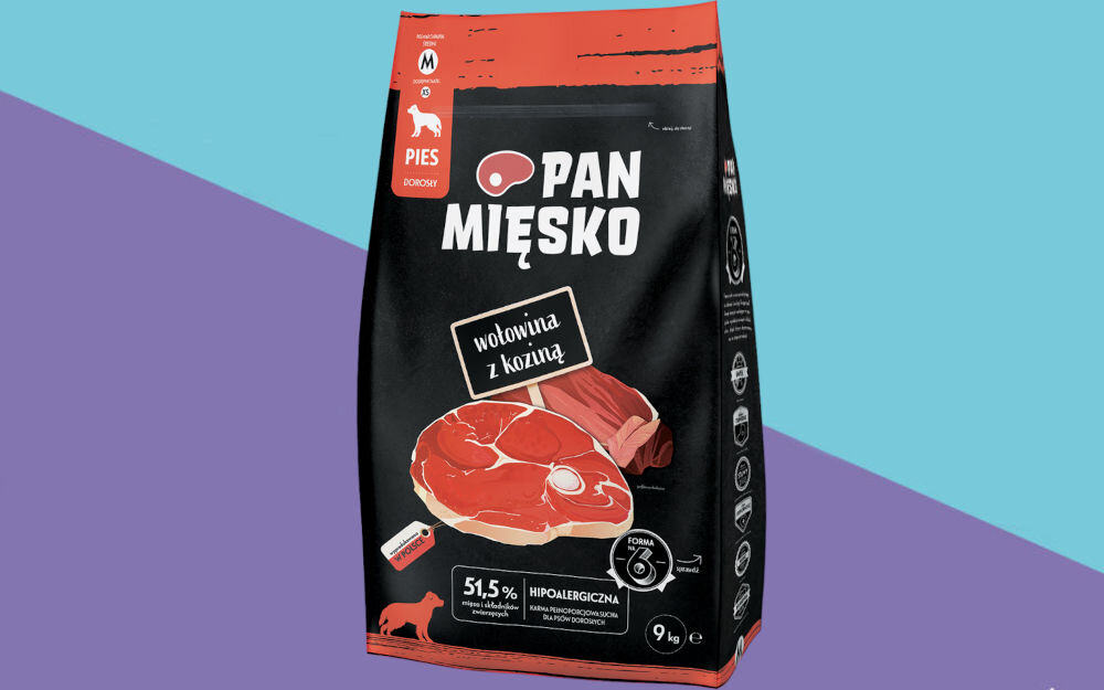 Karma dla psa PAN MIĘSKO Wołowina z koziną 9 kg dawkowanie analiza sklad