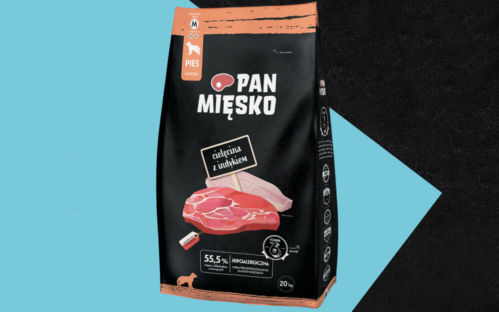 Karma dla psa PAN MIĘSKO Cielęcina z Indykiem M 20 kg naturalne składniki