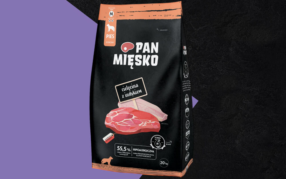 Karma dla psa PAN MIĘSKO Cielęcina z Indykiem M 20 kg dawkowanie analiza sklad