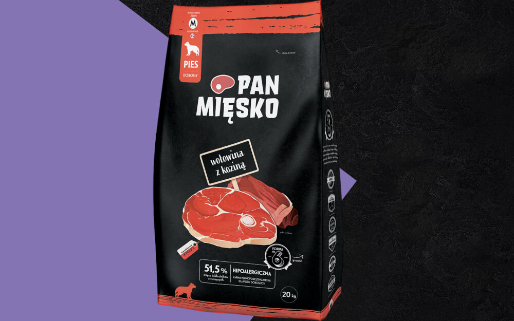 Karma dla psa PAN MIĘSKO Wołowina z koziną 20 kg dawkowanie analiza sklad