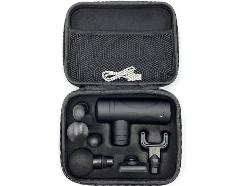 Masażer ręczny Gun  MEDIA-TECH  MT6526 wymiary waga poręczny łatwy do przenoszenia zabierz wszędzie wygodne etui ułatwienie przechowywania masażera i akcesoriów zawsze gotowy do użycia chroniony przed uszkodzeniami 