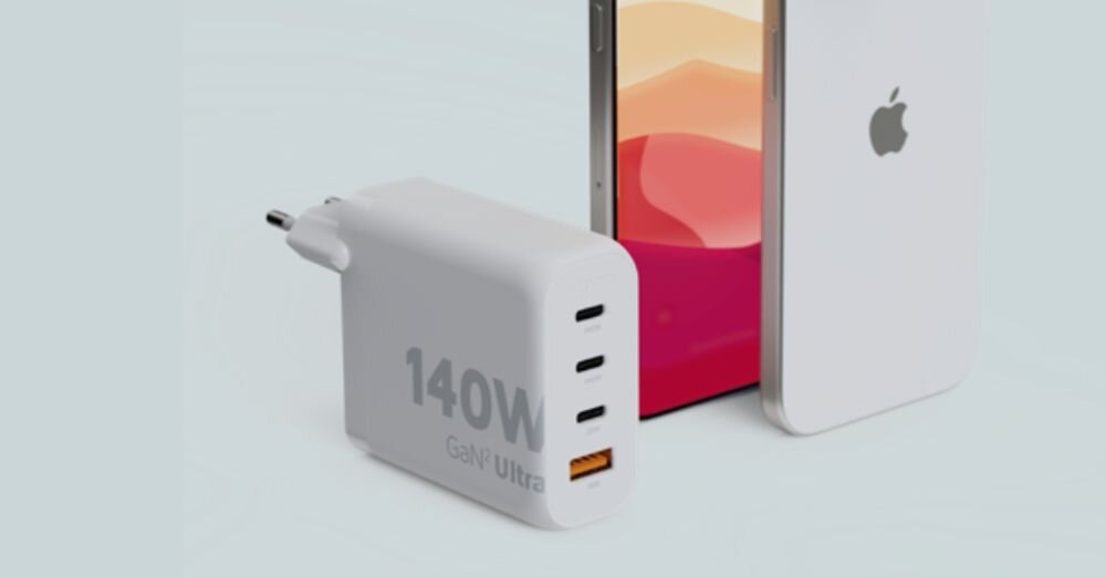 Ladowarka sieciowa XTORM GaN2 Ultra 140W dwa urządzenia jednocześnie, o 70% mniejsza