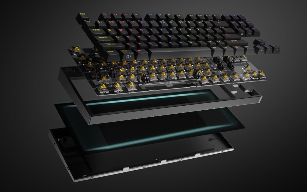Klawiatura GENESIS Thor 404 TKL Gateron RGB solidnosc wykonanie profilowanie klawisze