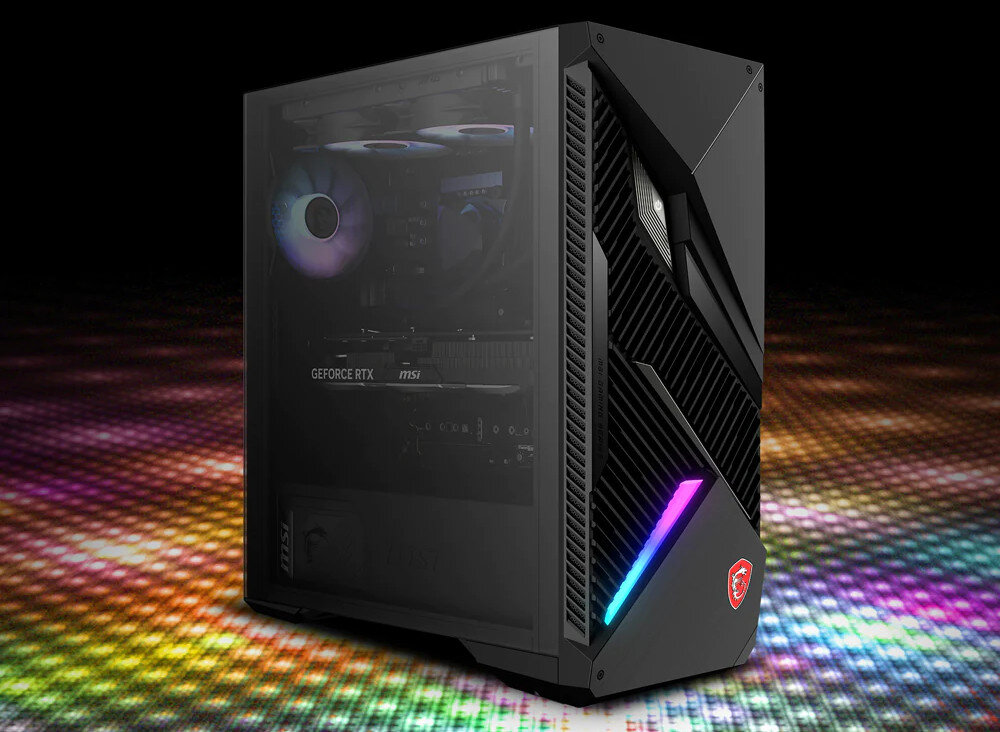 Komputer MSI MPG Infinite X2 13FNUF-045EU i7-13700KF 32GB RAM 2TB SSD GeForce RTX4070 Ti Windows 11 Home wygląd obudowa panel boczny podświetlenie RGB