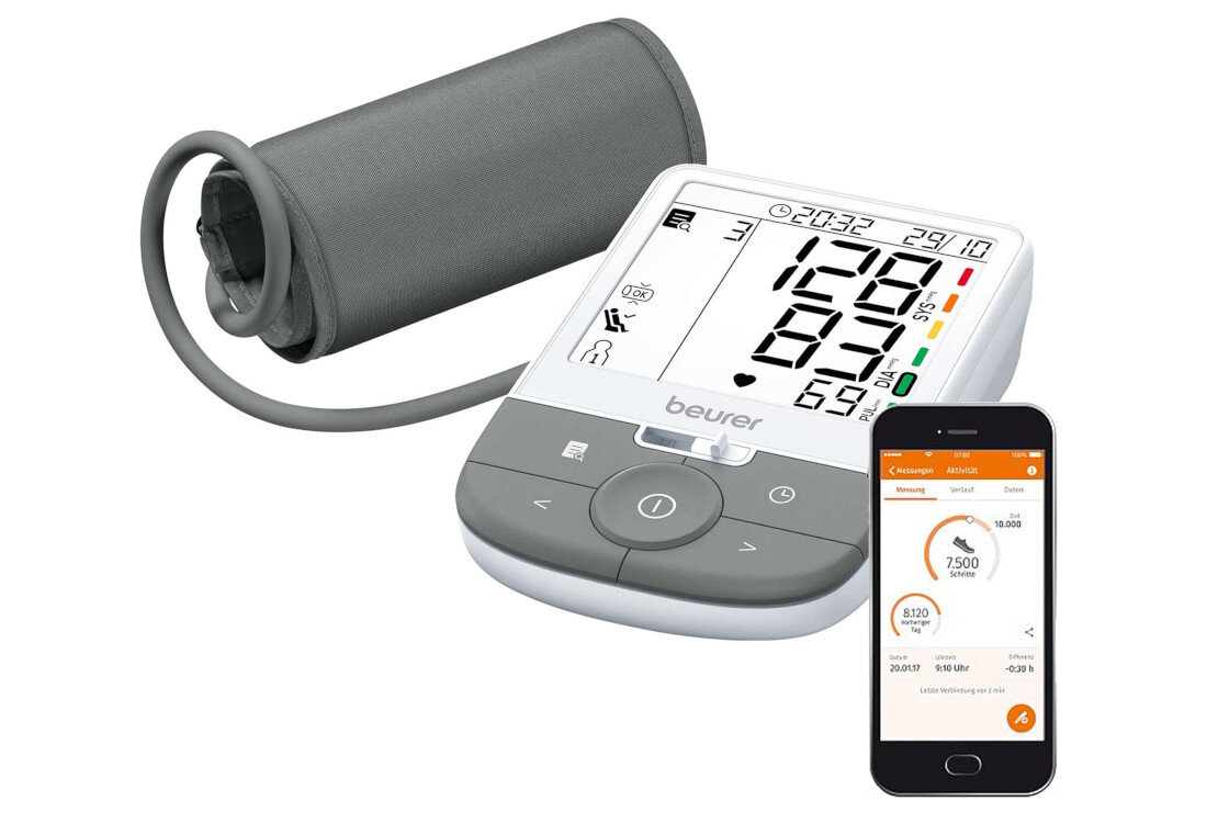 Ciśnieniomierz BEURER BM 53 Biało-szary Cyfrowy dziennik zdrowia aplikacja Scan & Save wyniki bez funkcji Bluetooth® do aplikacji Beurer HealthManager Pro analiza pomiar