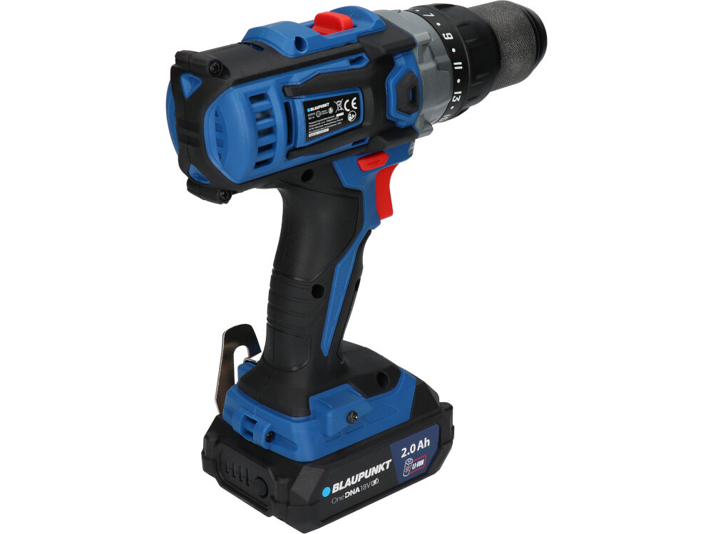 Wiertarko-wkrętarka BLAUPUNKT CD7010 silnik bezszczotkowy duza trwalosc wydajnosc male zuzycie energii maksymalny moment obrotowy 40 Nm dwa biegi 0–450/0–1600 obr/min efektywnosc kontrola