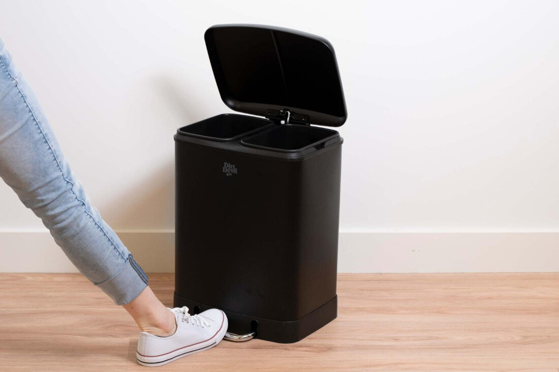 Kosz na śmieci z pedałem DIRT DEVIL E9507 dwa pojemniki, ciche zamykanie 24L Czarny