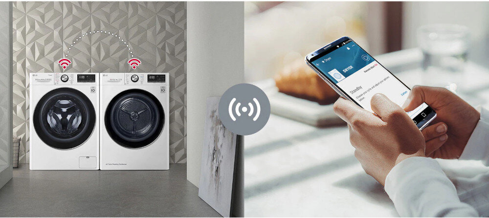 SUSZARKA LG RC90V9PV2N aplikacja ThinQ sterowanie kontrola Wi-Fi zdalne sterowanie programy cykle funkcje