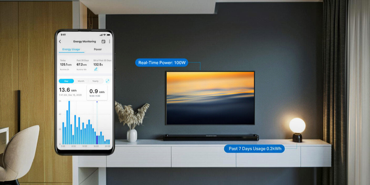 Gniazdko TP-LINK Tapo P110M Wi-Fi / Matter, Oszczędność, energia, koszty, analiza, Wykresy zużycia energii elektrycznej w aplikacji.