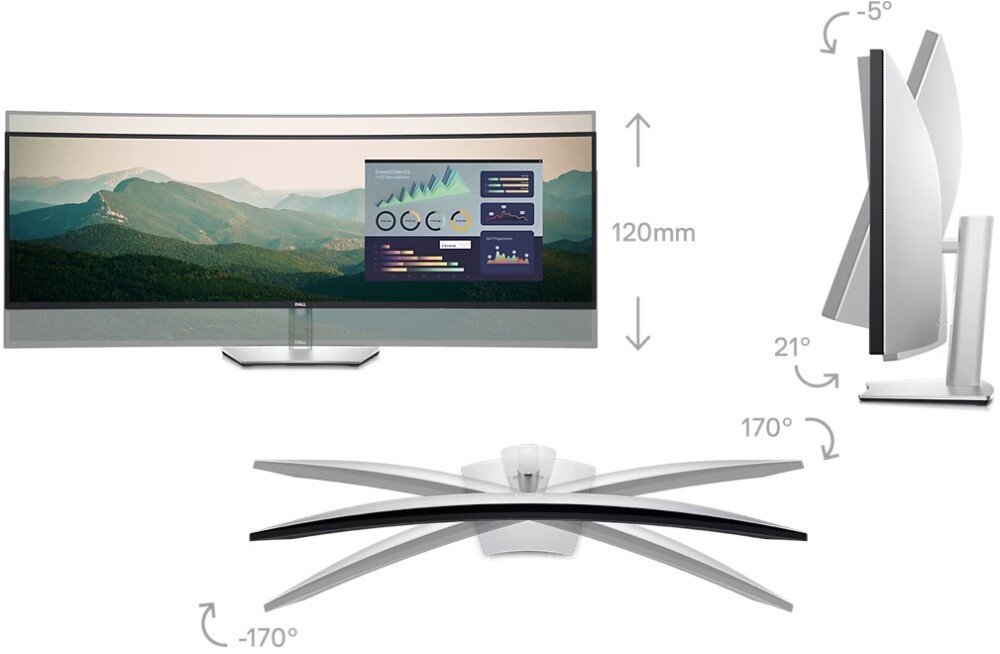 Monitor DELL UltraSharp U4924DW 49 5120x1440px IPS Curved ergonomia regulacja mocowanie VESA