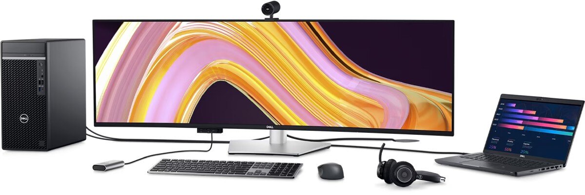 Monitor DELL UltraSharp U4924DW 49 5120x1440px IPS Curved przełąnik KVM obsługa