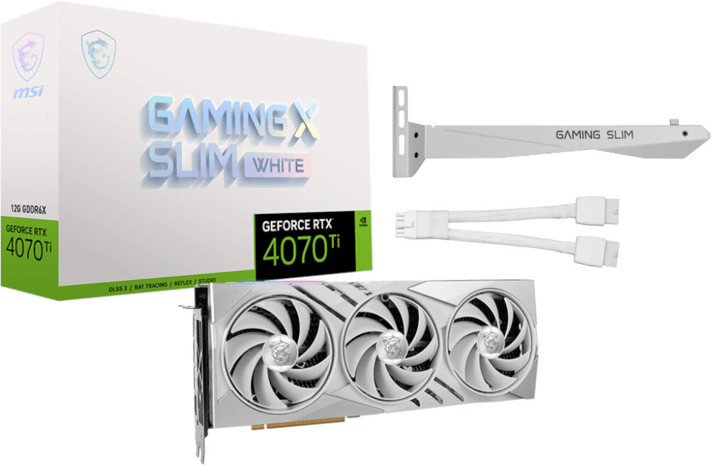 Karta graficzna MSI GeForce RTX 4070 Ti Gaming X Slim White 12GB DLSS 3 opakowanie zestaw