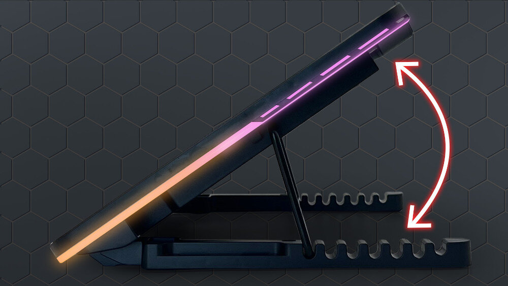 Podstawka chłodząca FROGGIEX X-HyperCooling dynamiczne oświetlenie LED RGB 10 różnych efektów świetlnych