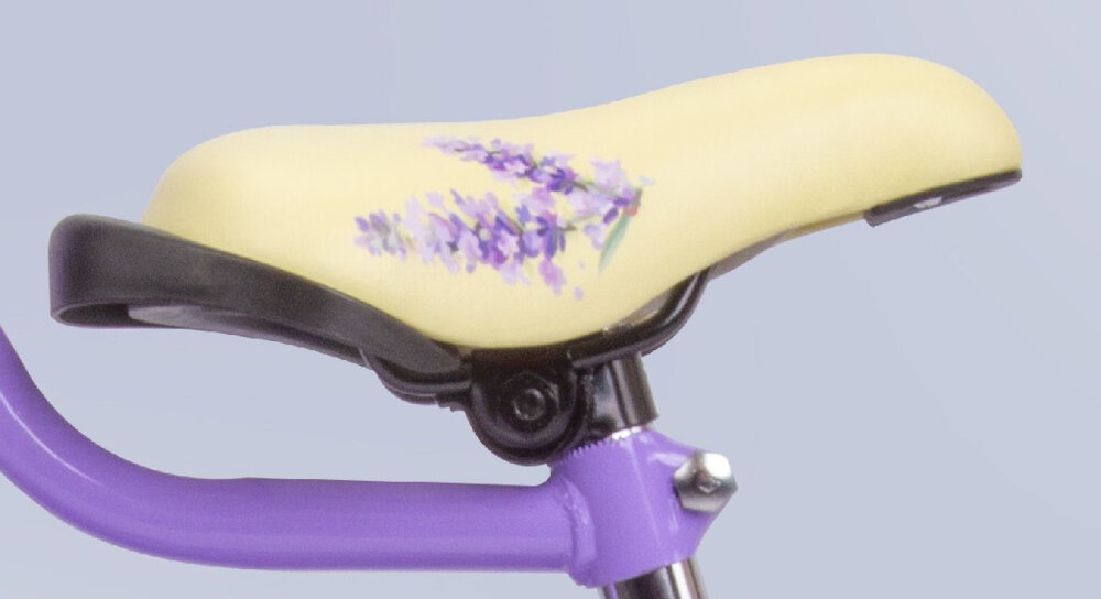 Rower dziecięcy SUN BABY Flower 16 cali dla dziewczynki Lawendowy bezpieczna satysfakcjonujaca aktywnosc wygodne siodelko regulacja w zakresie od 54 do 62 cm bezpieczna komfortowa jazda