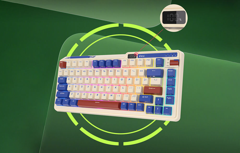 Klawiatura ROYAL KLUDGE K75PRO Rhine akumulator 3750 maH do 130 godzin pracy dedykowany wyświetlacz