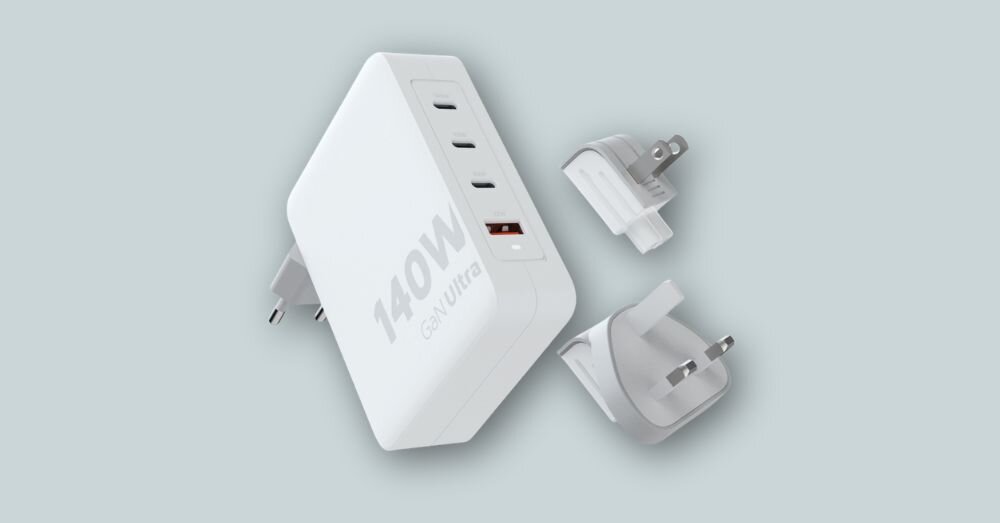 Ladowarka sieciowa XTORM GaN Ultra 140W wtyczka AC, normy ue, uk, usa