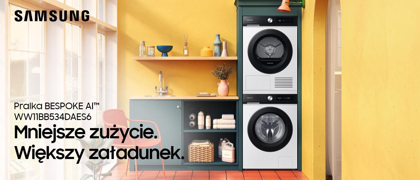 W sklepach Media Expert znajdziesz pralkę Samsung Bespoke AI™ WW11BB534DAES6 W sklepach Media Expert znajdziesz pralkę Samsung Bespoke AI™ WW11BB534DAES6