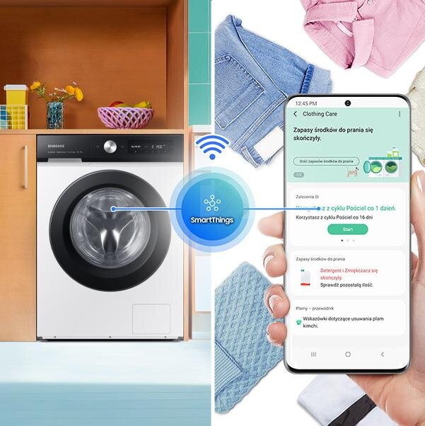 Sprawdź aktualny status prania lub ustaw jego harmonogram w aplikacji SmartThings.