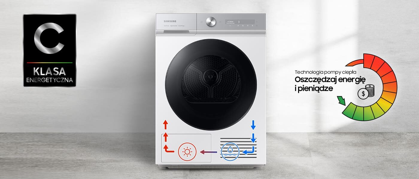 Media Expert - Samsung suszarka DV90BB9445GHS6 - zdjęcie - niskie zużycie energii elektrycznej Media Expert - Samsung suszarka DV90BB9445GHS6 - zdjęcie - niskie zużycie energii elektrycznej