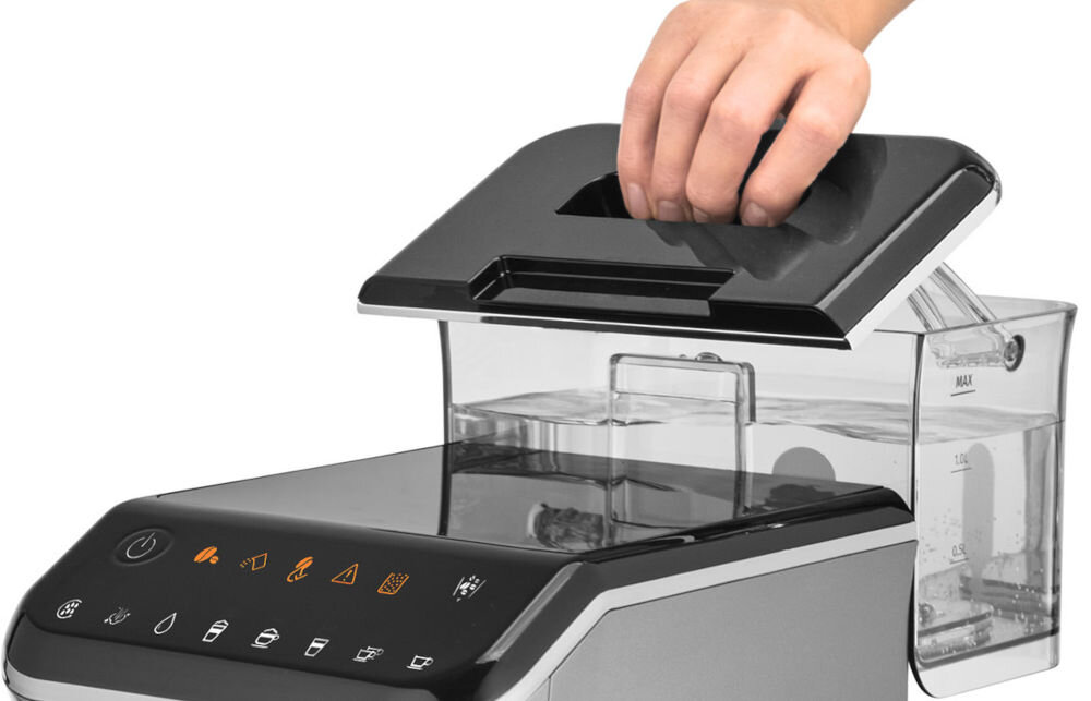 Ekspres SENCOR SES 8000BK wyjmowany zbiornik na wodę pojemność 1,5 l świezy zapas wody system grzewczy Thermoblock optymalna temperatura wody pełnia smaku wysoce regulowanie dozowania kawy funkcja wstępnego parzenia doskonała równowaga smaku perfekcyjnie przygotowana kawa idealna temperatura smak 