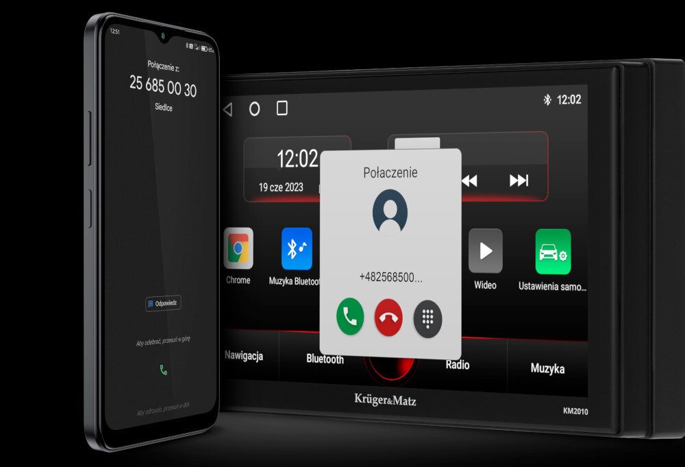 Radio samochodowe KRUGER&MATZ KM 2010 wbudowany mikrofon zewnętrzny funkcję Bluetooth