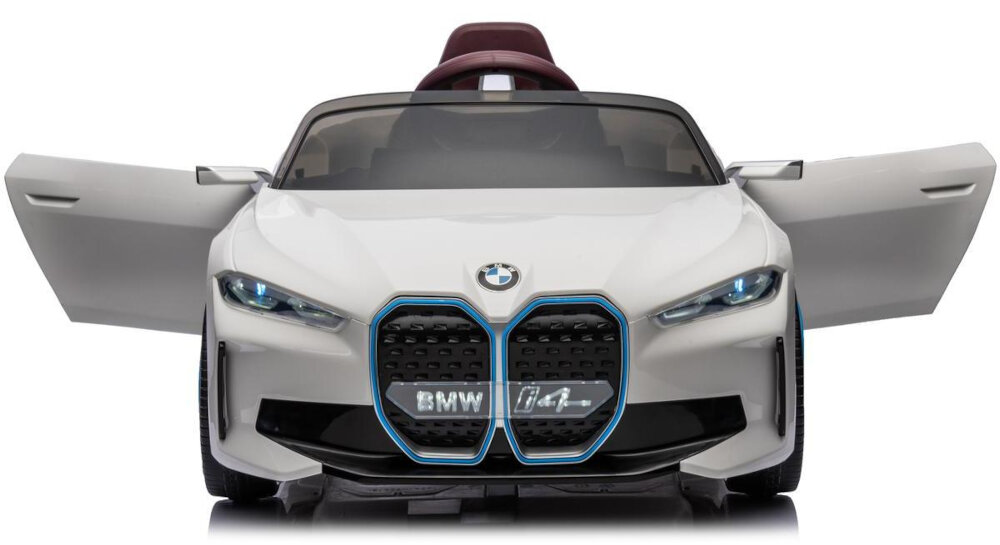 Samochód dla dziecka ENERO BMW I4 Biały moc bezpieczenstwo funkcjonalnosc styl certyfikowane bezpieczenstwo certyfikat CE normy EN71 i EN62115 rygorystyczne standardy bezpieczenstwa i jakosci Unii Europejskiej