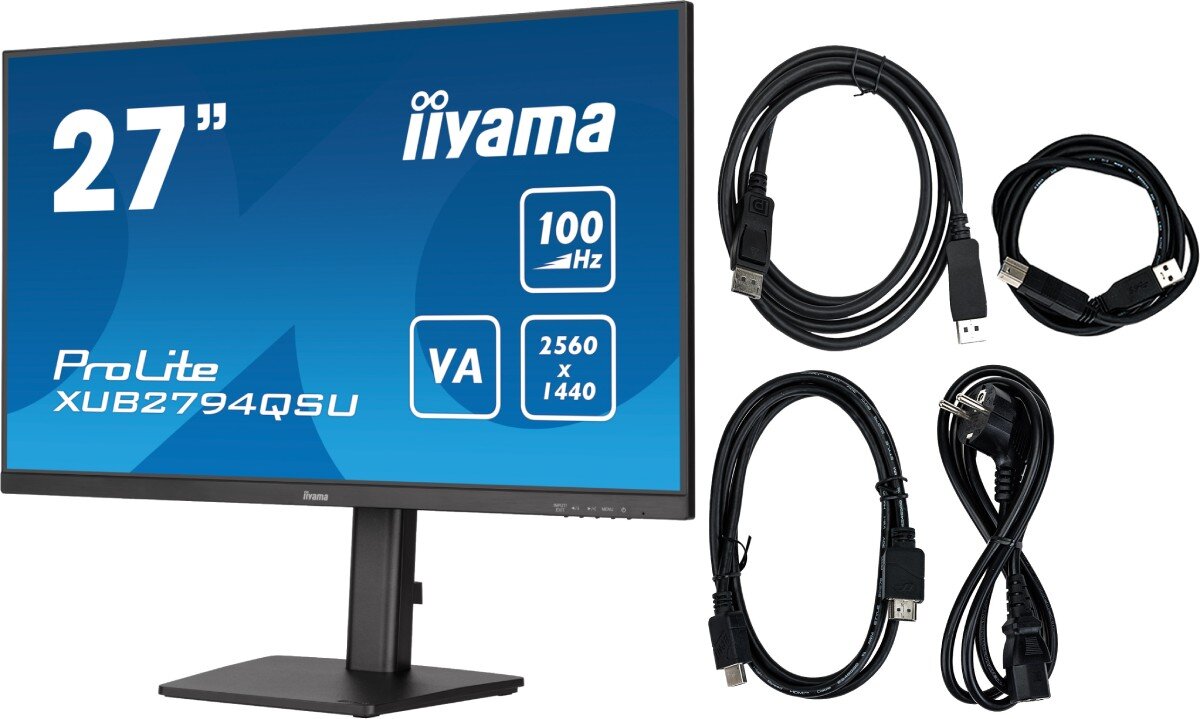 Monitor IIYAMA ProLite XUB2794QSU-B6 27 2560x1440px 100Hz 1 ms zestaw akcesoria