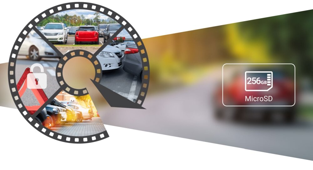 Wideorejestrator R285 2K wyświetlacz dane rozdzielczość obraz kamera