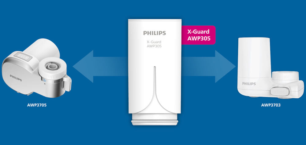 Wkład filtrujący PHILIPS AWP305P2/10 Wkład Philips X-Guard AWP305 kompatybilny z systemami filtracji nakranowej Philips AWP3705 oraz AWP3703.