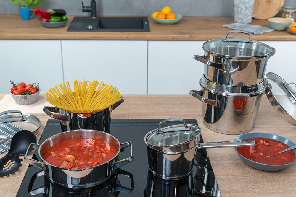 Zestaw garnków GÖTZE & JENSEN Denver CS700 szklana pokrywka